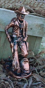 10 Tall Western Cowboy 1 Antique Copper Metal Finish Figurine Statue 